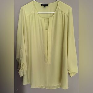 CONCEPTS CONRAD C size 12 Light Yellow Sheer Blouse with roll-tab sleeves.